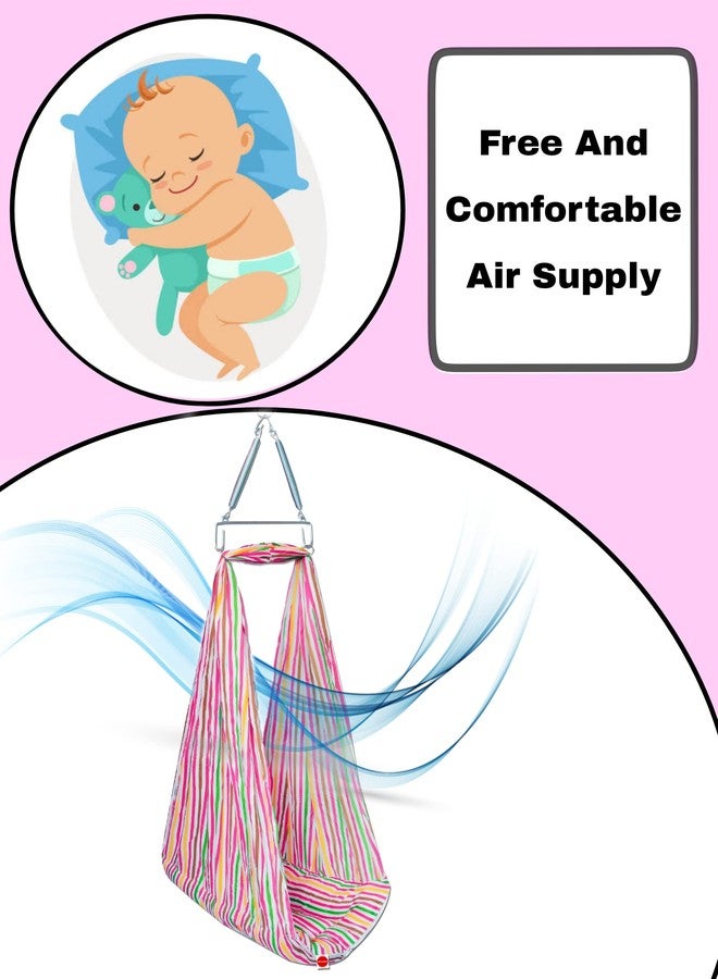 VParents Neonate Baby Swing Cradle with Mosquito Net and Spring (Red) - Image 2